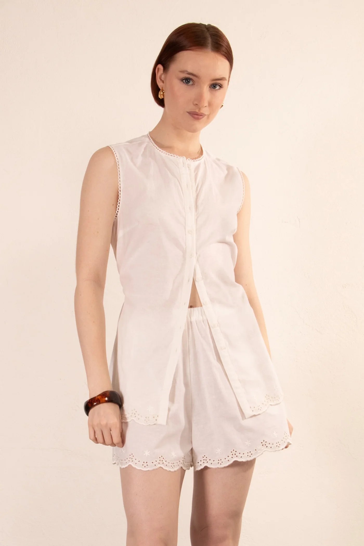 Relle Linen Top - White