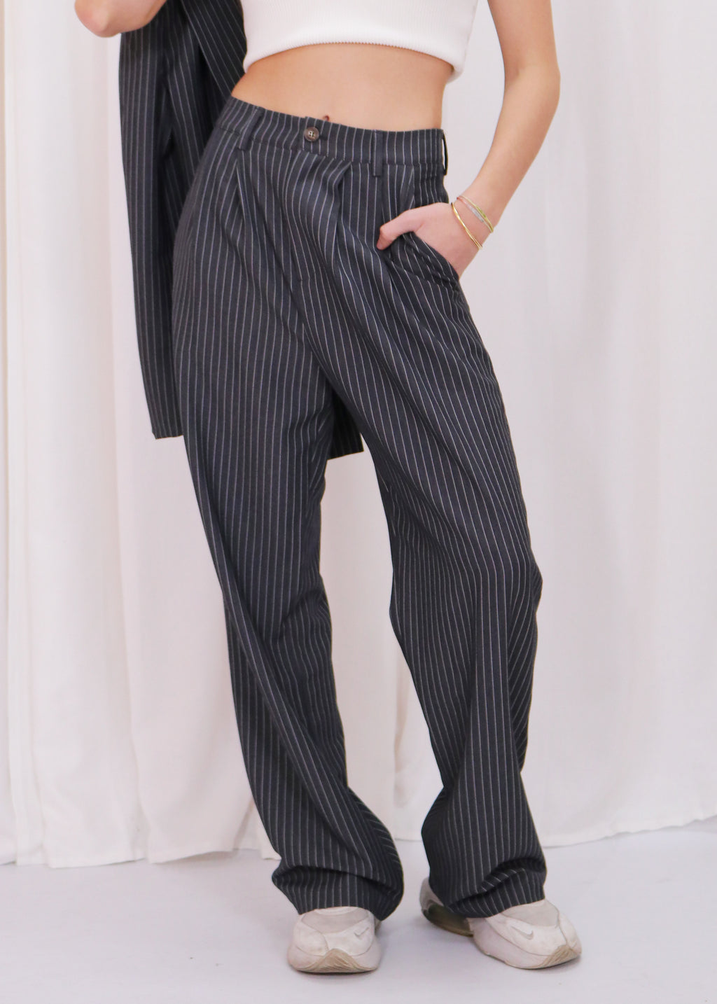 Man Style Pant- Charcoal Stripe