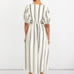 Leslie Strip Bubble Sleeve Maxi Dress