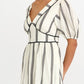 Leslie Strip Bubble Sleeve Maxi Dress