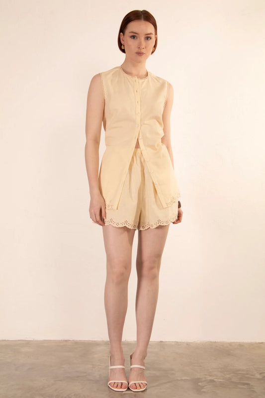 Relle Linen Top - Yellow