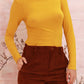 Women ultra-fine cotton turtleneck top/skivvies -Mustard