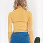 Women ultra-fine cotton turtleneck top/skivvies -Mustard