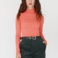 Women ultra-fine cotton turtleneck top/skivvies - Orange