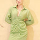 Draped Tencel-Blend Mini Shirt Dress - Olive Green