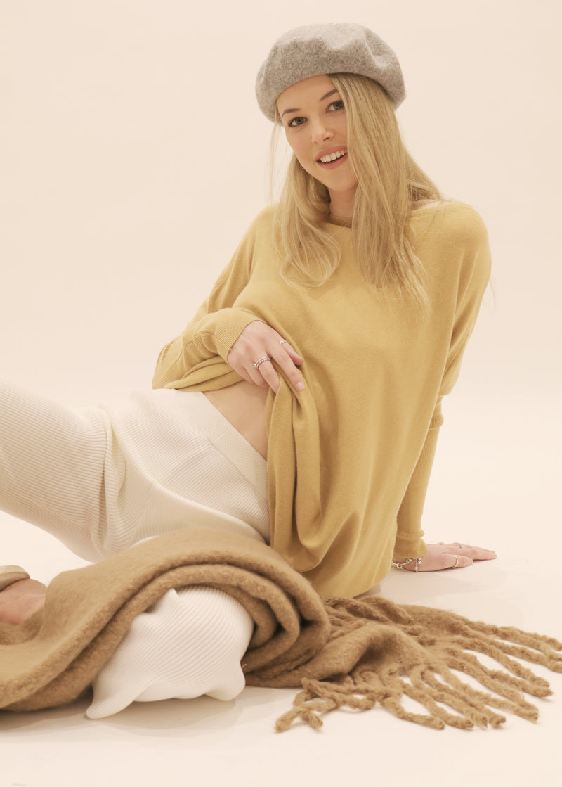 Amazing Women’s Soft Oversized Knit Jumper, Maternity Sweater -Tan 