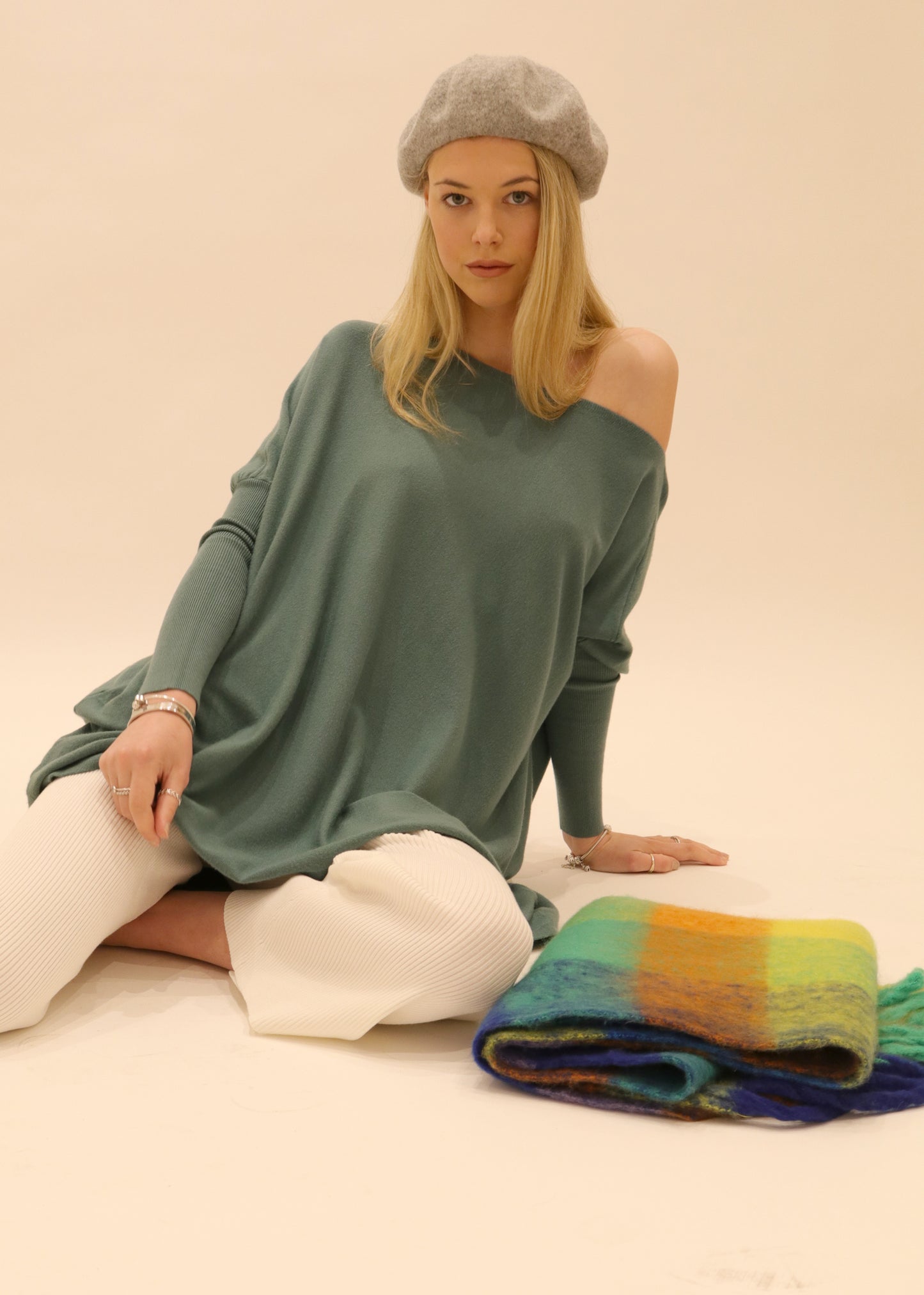 Amazing S005 Knit Jumper, Oversized Knit Jumper Austral in Aqua