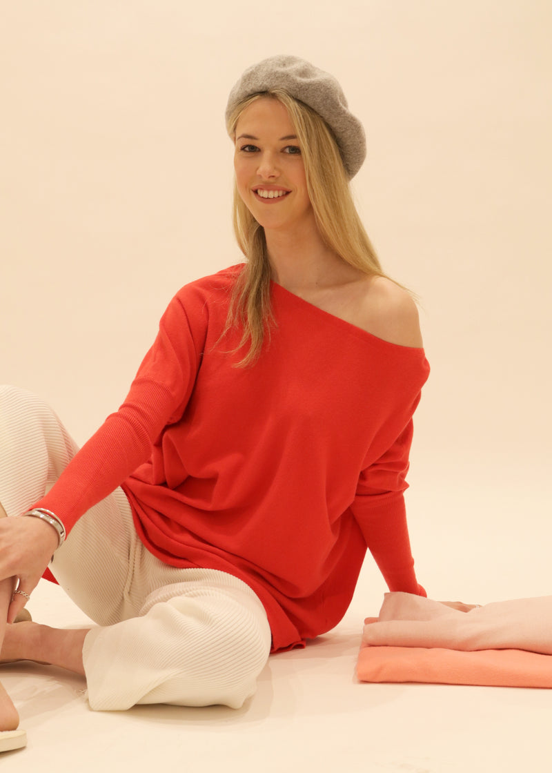 Amazing S005 Knit Jumper, Oversized Knit Jumper Austral in red