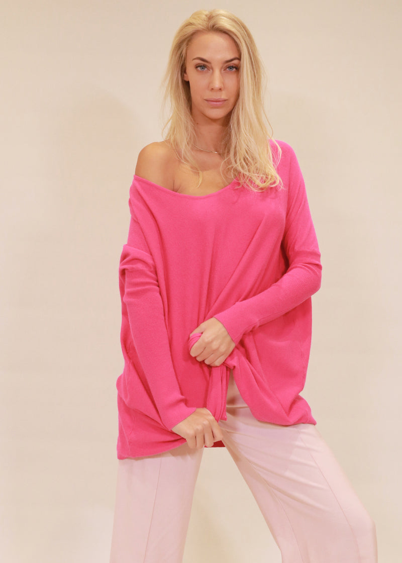 Amazing Women’s Soft Oversized Knit Jumper, Maternity Sweater - Hot Pink