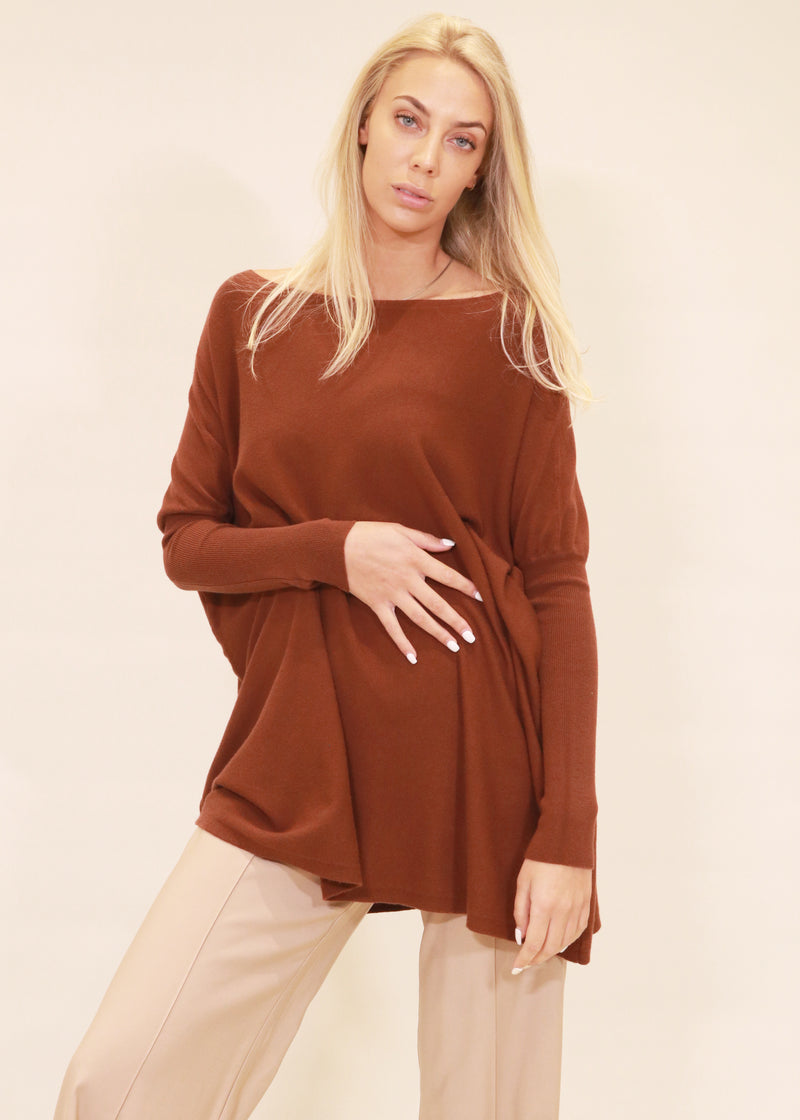 Amazing Women’s Soft Oversized Knit Jumper, Maternity Sweater - Chocolate