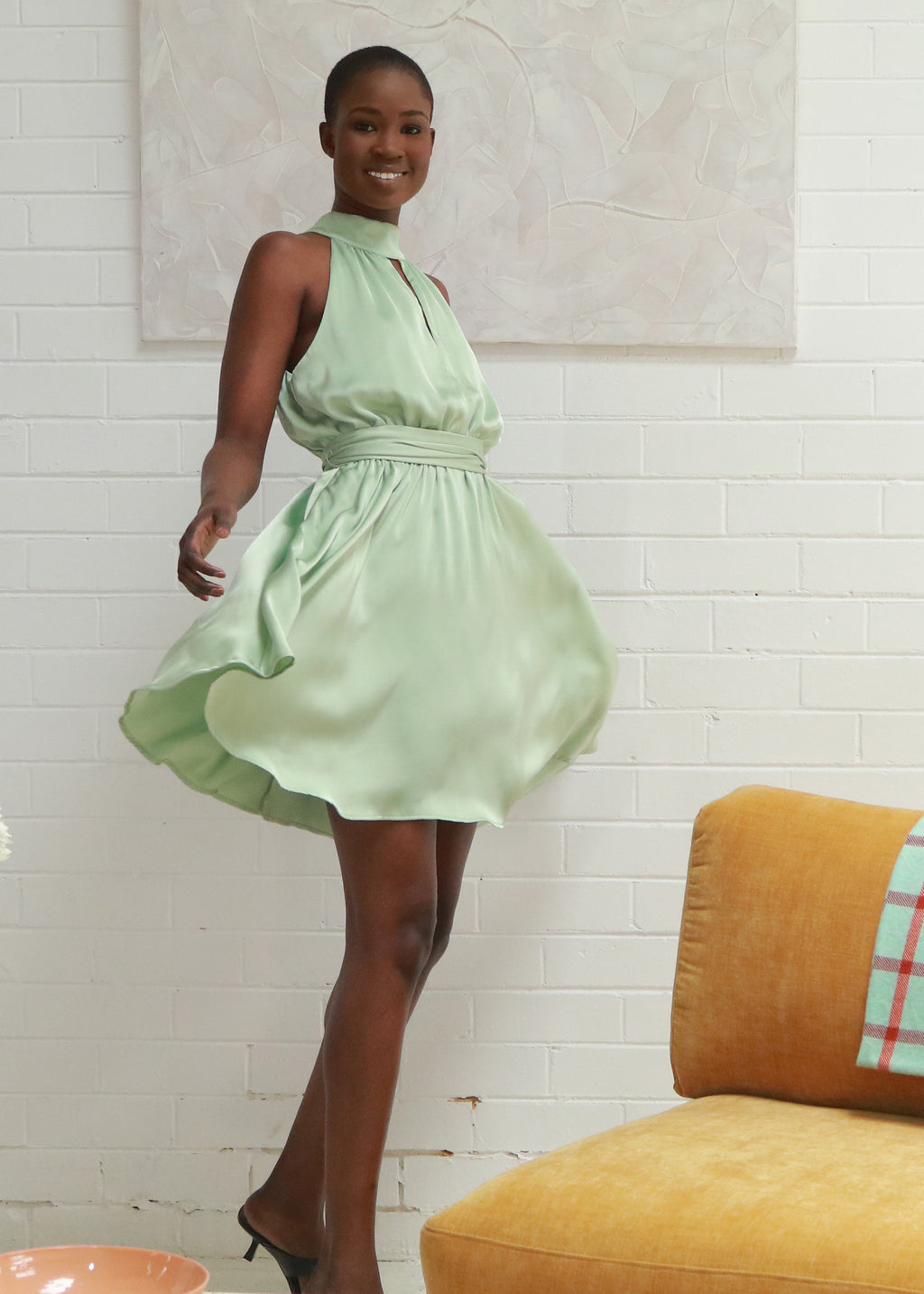 Hamptons Halter-Neck Mini Dress - Green