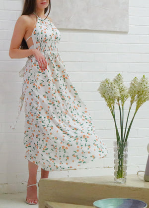 Jaase  Halter Neck Endless Summer Maxi Dress - White Floral