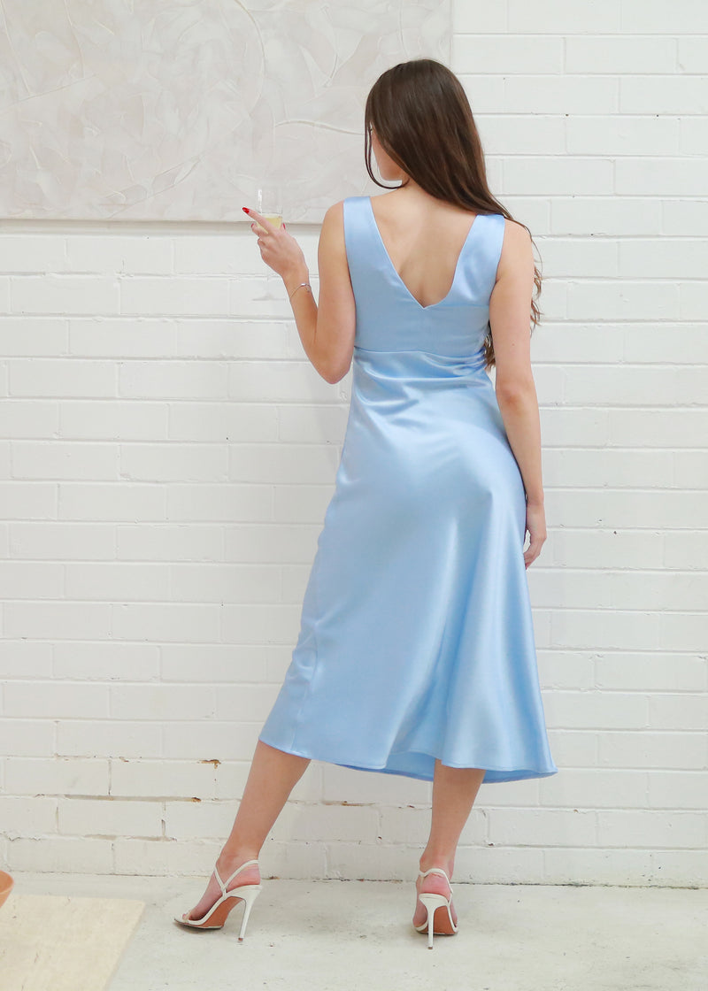 Nadia Satin Dress - Blue