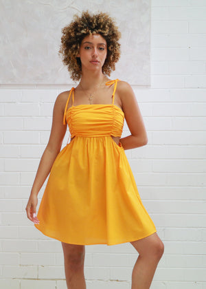 Frankie Cut Out Mini Dress - Fanta Orange, 100% COTTON