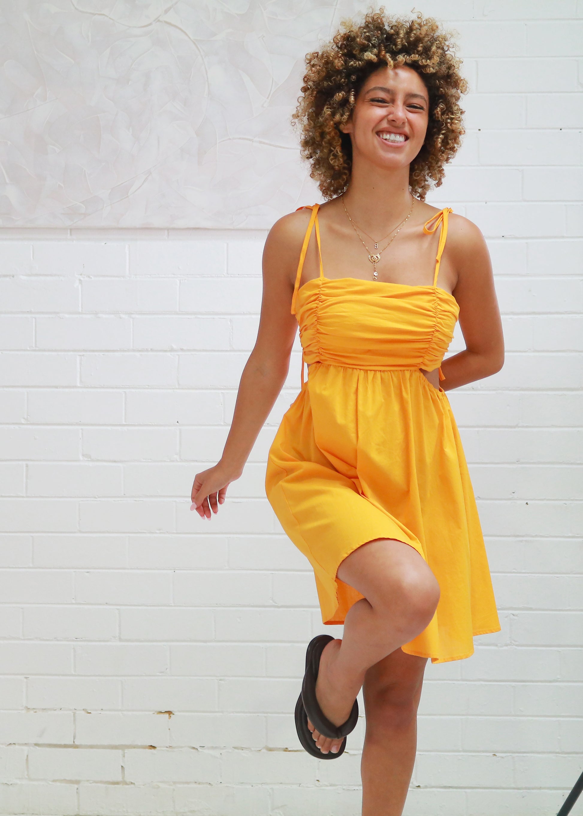 orange fanta dress Fanta orange frill dress DIMPLE DESIGN STUDIO
