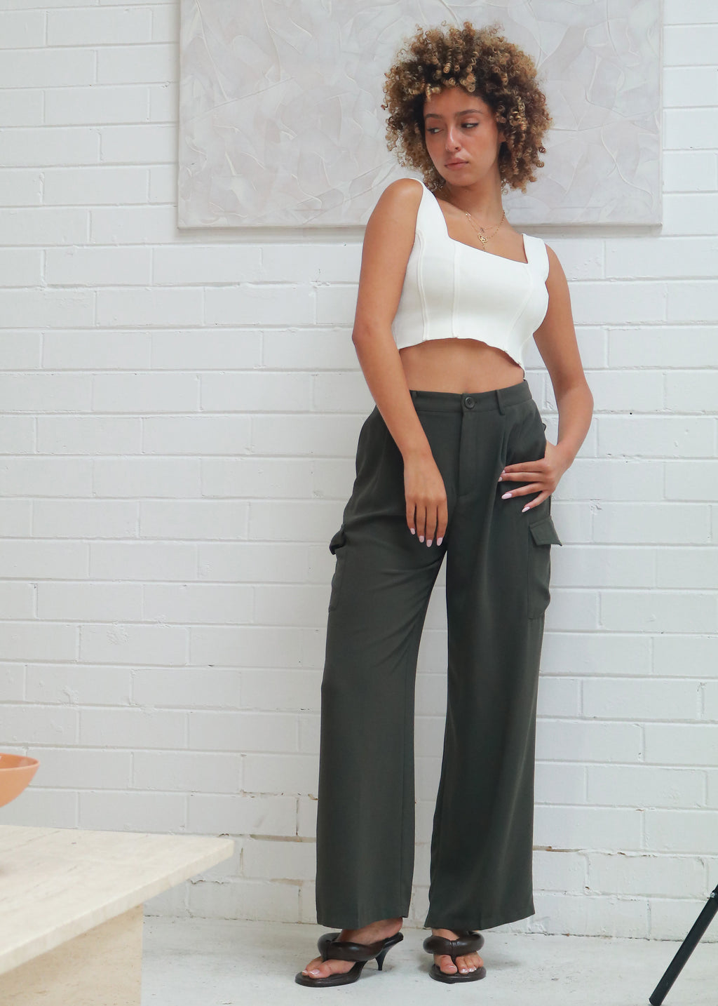 Tailored Cargo Trousers Relaxed Fit.- Fern Green