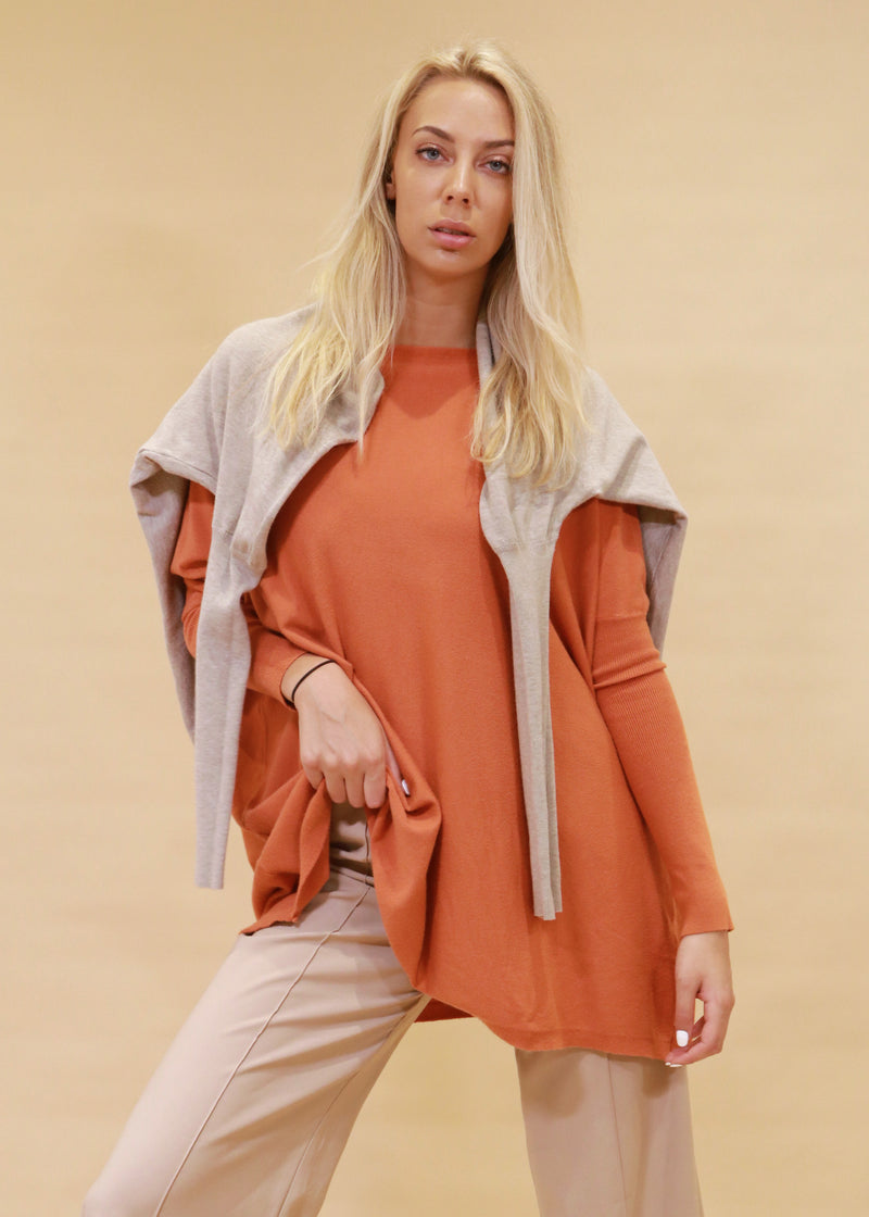 Amazing Women’s Soft Oversized Knit Jumper, Maternity Sweater  - Burnt Orange