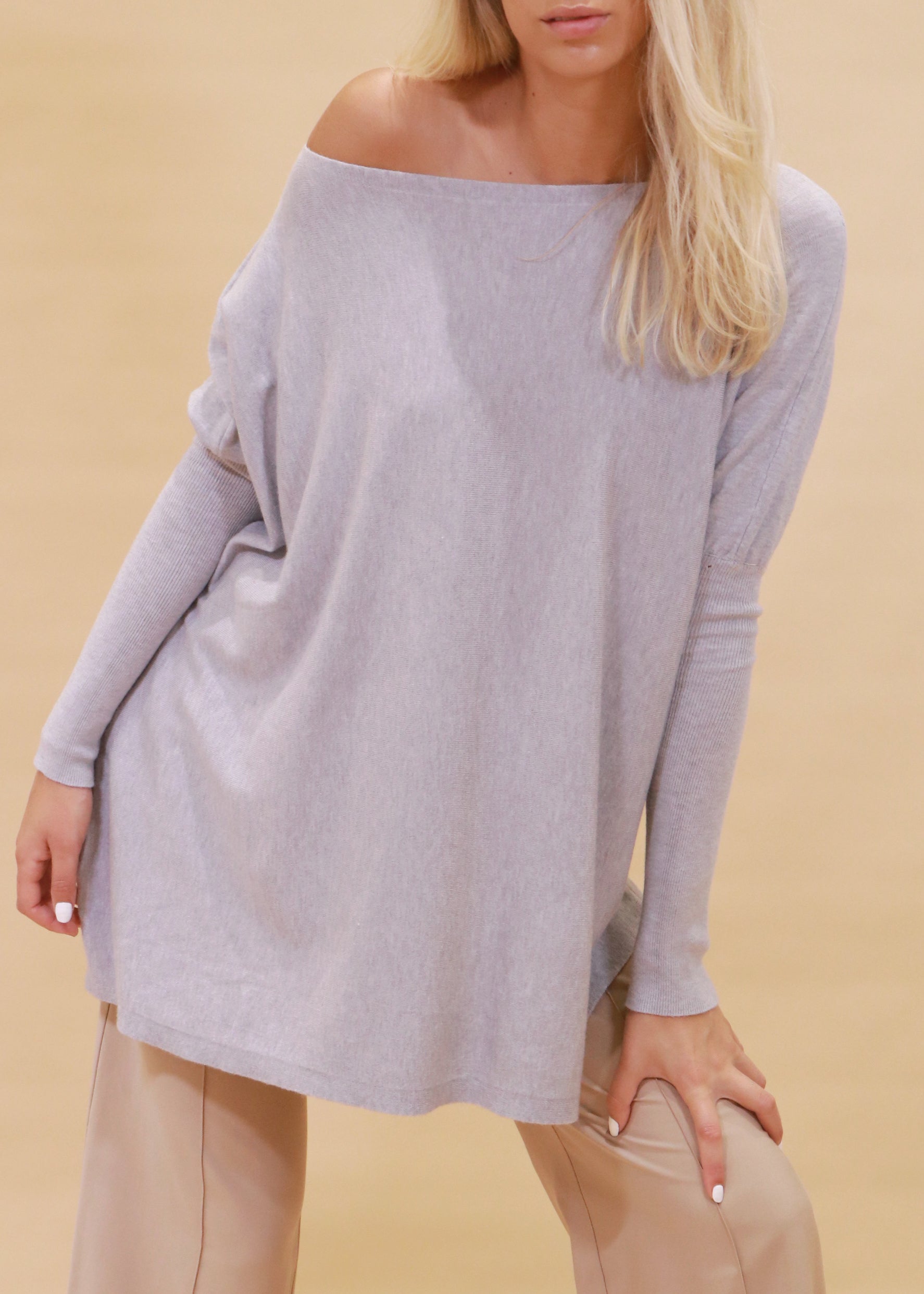 Amazing Women’s Soft Oversized Knit Jumper -  Grey