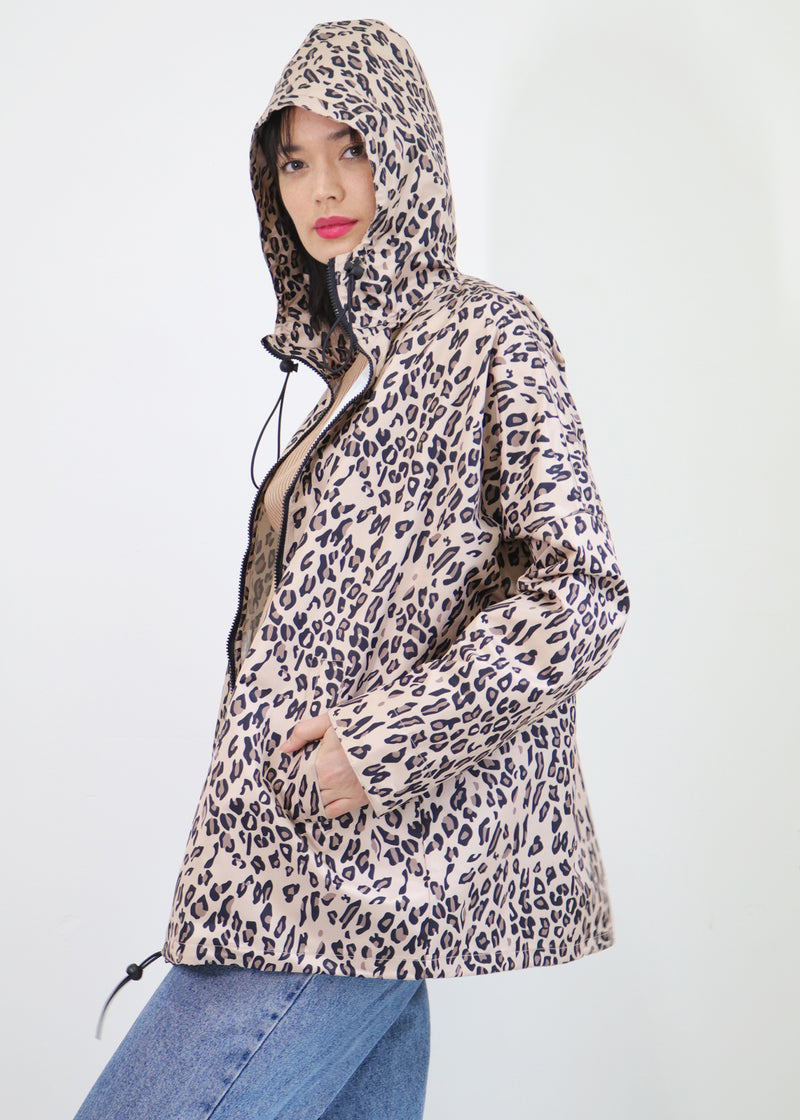 Melbourne Base  Leopard Graphic Print Raincoat